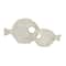 Set of 2 White Ceramic Coastal Fish Sculpture, 13", 9"